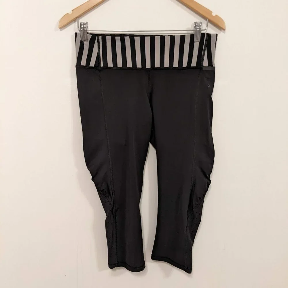 Lululemon Water Bound Crop Black/Apex Stripe Printed Black Dune 8 - Picture 9 of 16